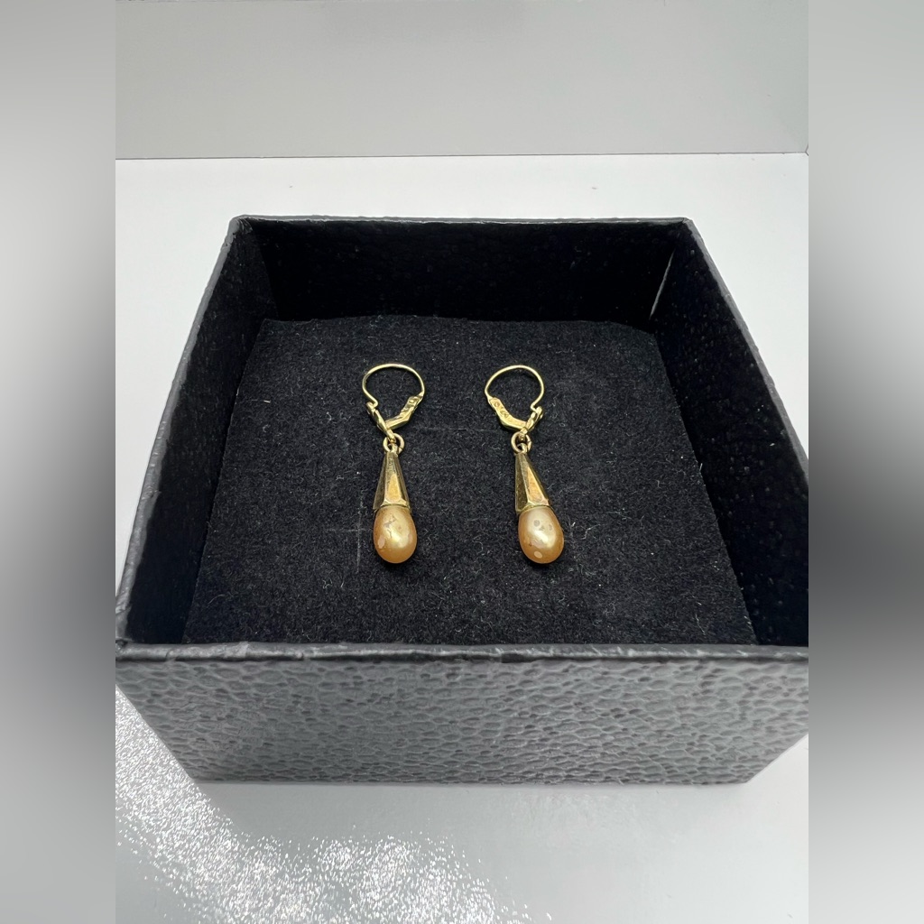 10 Karat Simulated Pearl Earrings